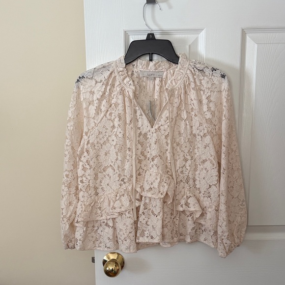 LOFT Tops - LOFT Beige Lace Blouse